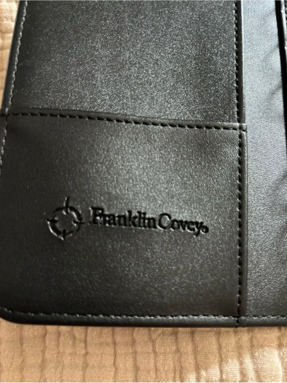 Franklin Covey Pocket Size 6‑Ring Binder – Black Faux Leather – Rare